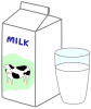 牛乳１（ミルク、紙パック、コップ、飲み物、飲料、夏、うし）