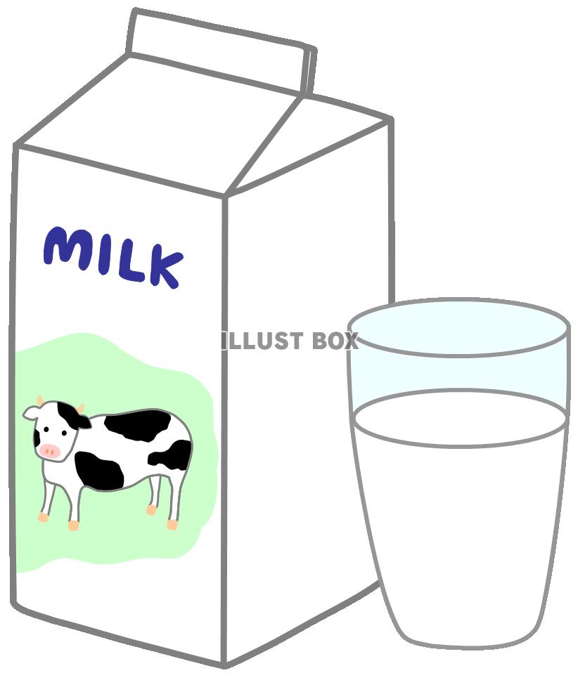 牛乳１（ミルク、紙パック、コップ、飲み物、飲料、夏、うし）