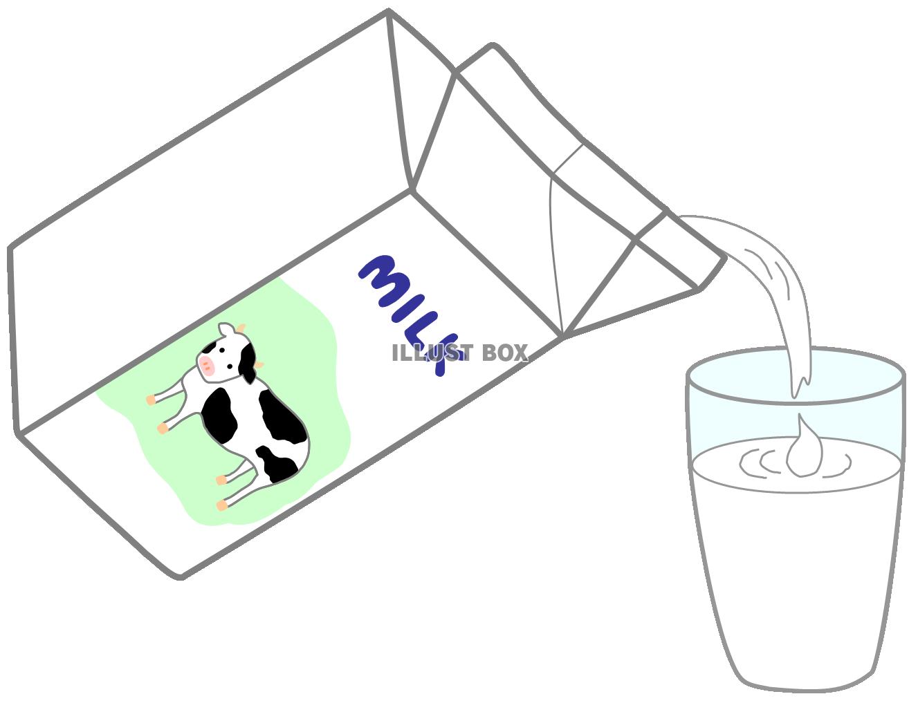 牛乳２（ミルク、紙パック、コップ、飲み物、飲料、夏、うし）