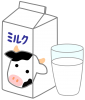 牛乳３（ミルク、紙パック、コップ、飲み物、飲料、夏、うし）