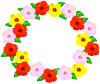 ハイビスカスの花の円形フレーム（南国、夏、トロピカル）