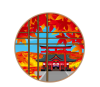 丸窓飾り　紅葉　神社