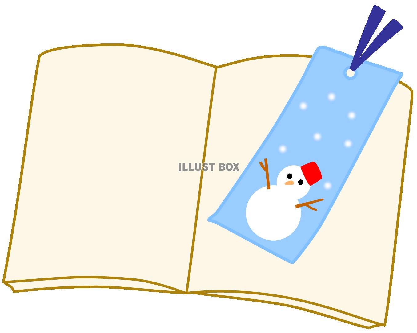読書　冬（本、しおり、雪だるま、メッセージ、図書）　