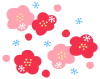 シンプル梅の花と雪の結晶