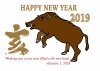 亥年の猪のイラスト年賀状