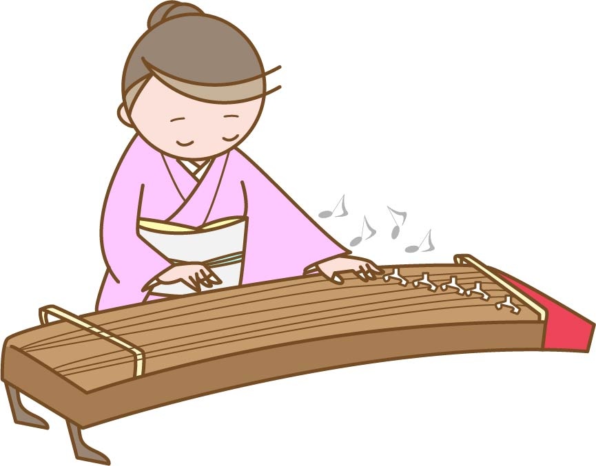 琴を弾く女性