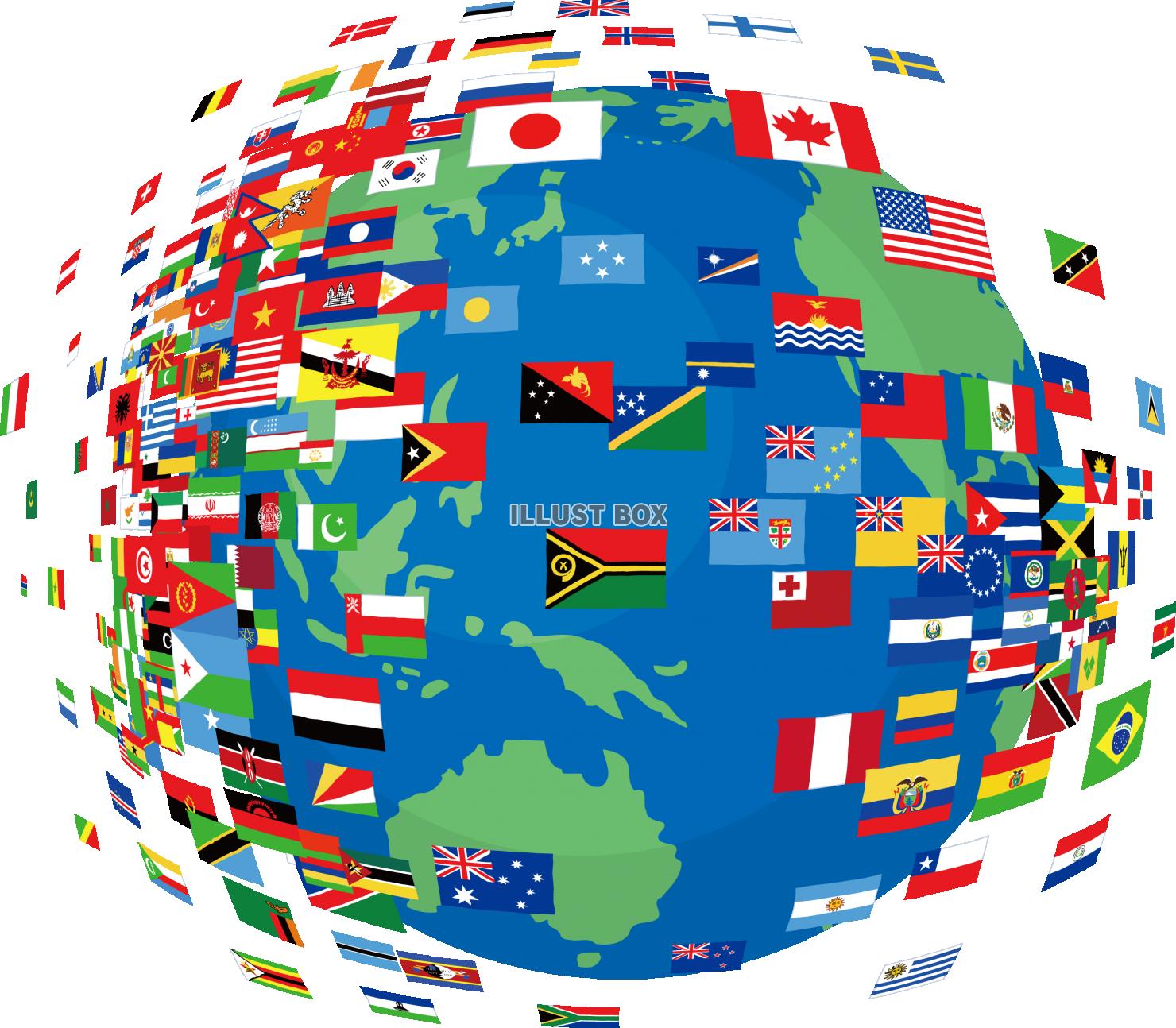地球　国旗　グローバル　世界　ワールド