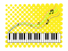 鍵盤と音符のカラフルイラスト