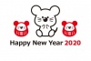 お座りネズミとネズミダルマのシンプルな2020年賀状