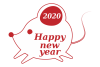 2020駆けるネズミのシンプル年賀状