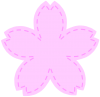 フエルトワッペン風のさくらの花１－４（縫い目ステッチ　桜）