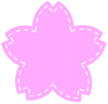 フエルトワッペン風のさくらの花２－１（縫い目ステッチ　桜）