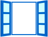 窓わくのフォトフレーム３青（窓枠・写真・メッセージ）