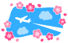 シンプルな飛行機と桜