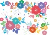 花飾り春カラフル花束ブーケかわいい装飾手書き背景おしゃれブライダル植物桜結婚シル