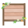 新緑と花の板のフレーム07/木製立て看板枠/初夏、たんぽぽ、クローバー【透過PN