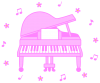 ピンクのピアノ１（音符・お花・楽器）