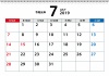 令和元年7月カレンダー