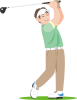 ゴルフ　スイングをする男性ゴルファー