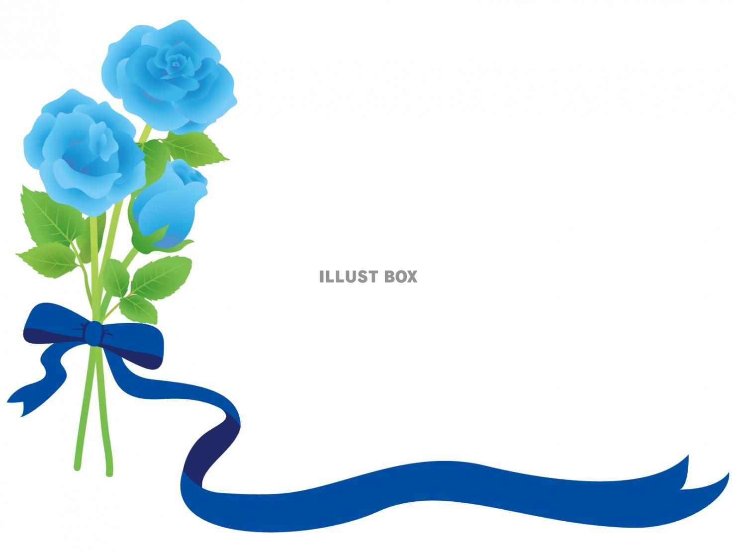 青いバラの花束　フレーム