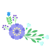 青い花と植物のイラスト