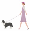犬の散歩中の女性