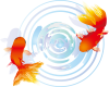 金魚波紋背景水面イラスト夏水彩壁紙シンプル和風手書き手描きシルエット和キラキラか