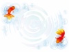 金魚波紋背景素材水面イラスト夏水彩壁紙素材シンプル和風手書き手描きシルエット和キ