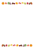 透過・秋のフレーム　ライン縦タテ罫線飾り枠飾り罫イラスト食欲の秋モミジイチョウカ
