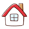 シンプルな家（赤い屋根）