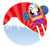 透過・富士山と凧のイラスト　リアルシンプルお正月年賀状1月1日元旦カット