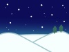 手描き風　雪が積もる夜の風景