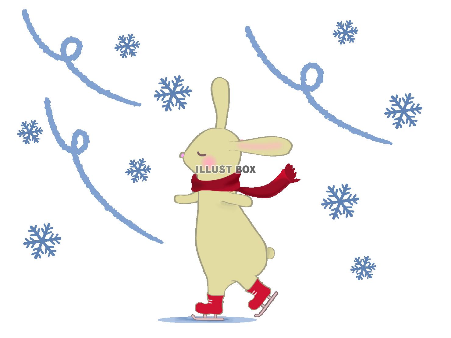 スケートするウサギのイラスト