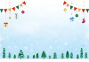 雪の積もる木々のクリスマスカード　ガーランドプレゼント12月冬かわいいフレーム雪