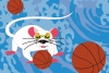 ネズミとバスケットボールのイラスト 2020年バスケの年賀状素材