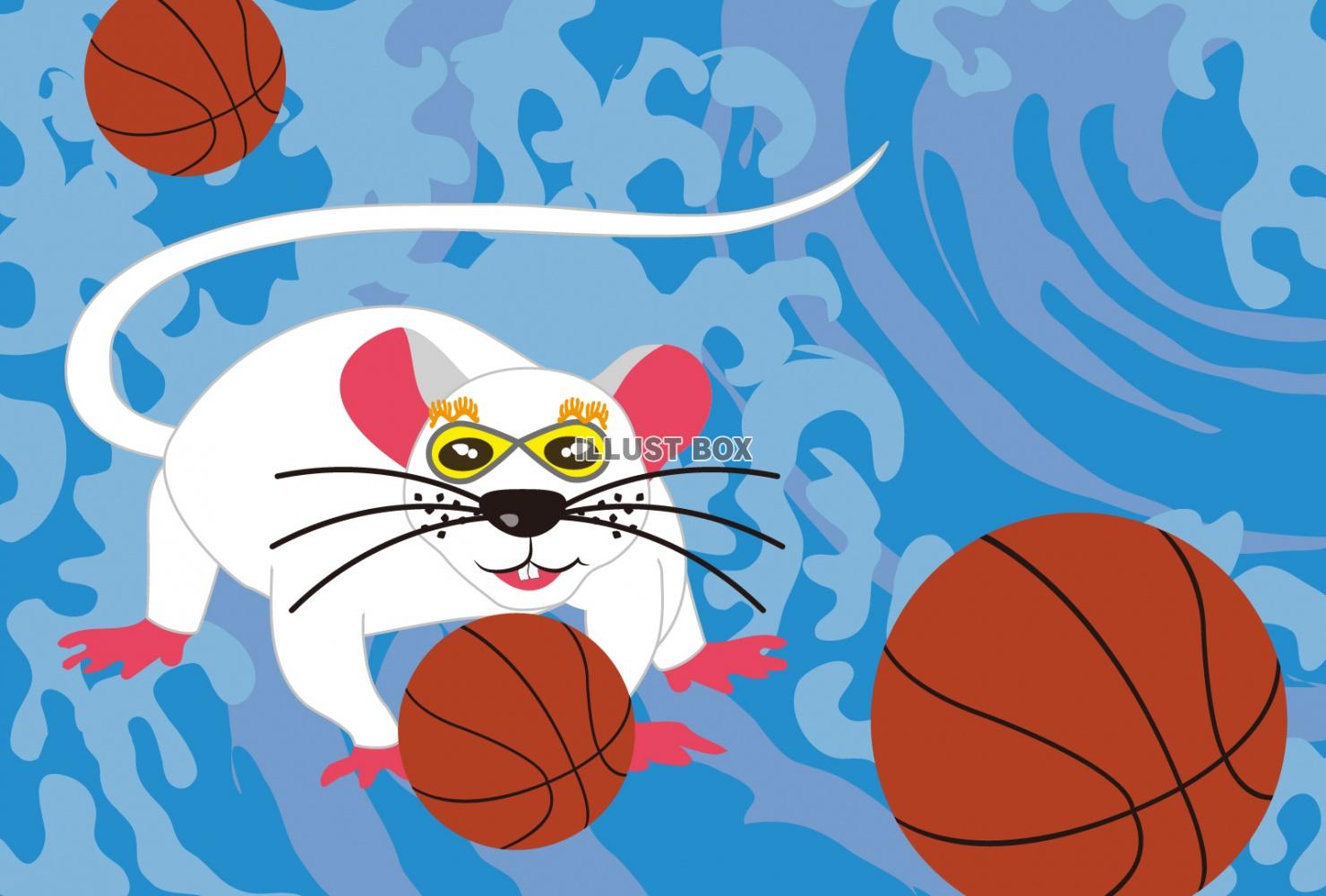 ネズミとバスケットボールのイラスト 2020年バスケの年賀状...