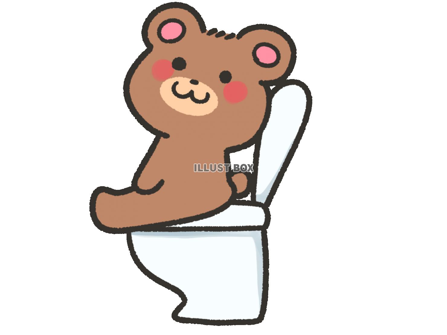 トイレに座るかわいいクマ
