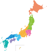 日本地図・地方区分（46都道府県／境界線あり）