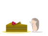 ケーキとハリネズミのイラスト