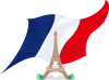 エッフェル塔とフランス国旗　パリ