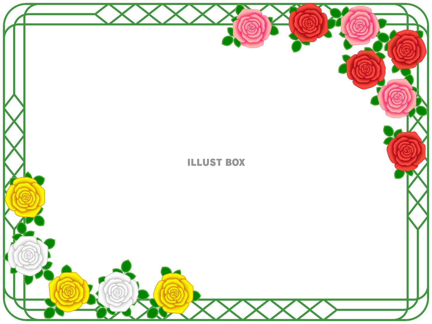薔薇の花フレーム花模様飾り枠素材イラスト。ベクターあり