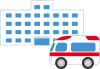 シンプルな　病院と救急車