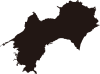 四国の地図（シルエット）黒色