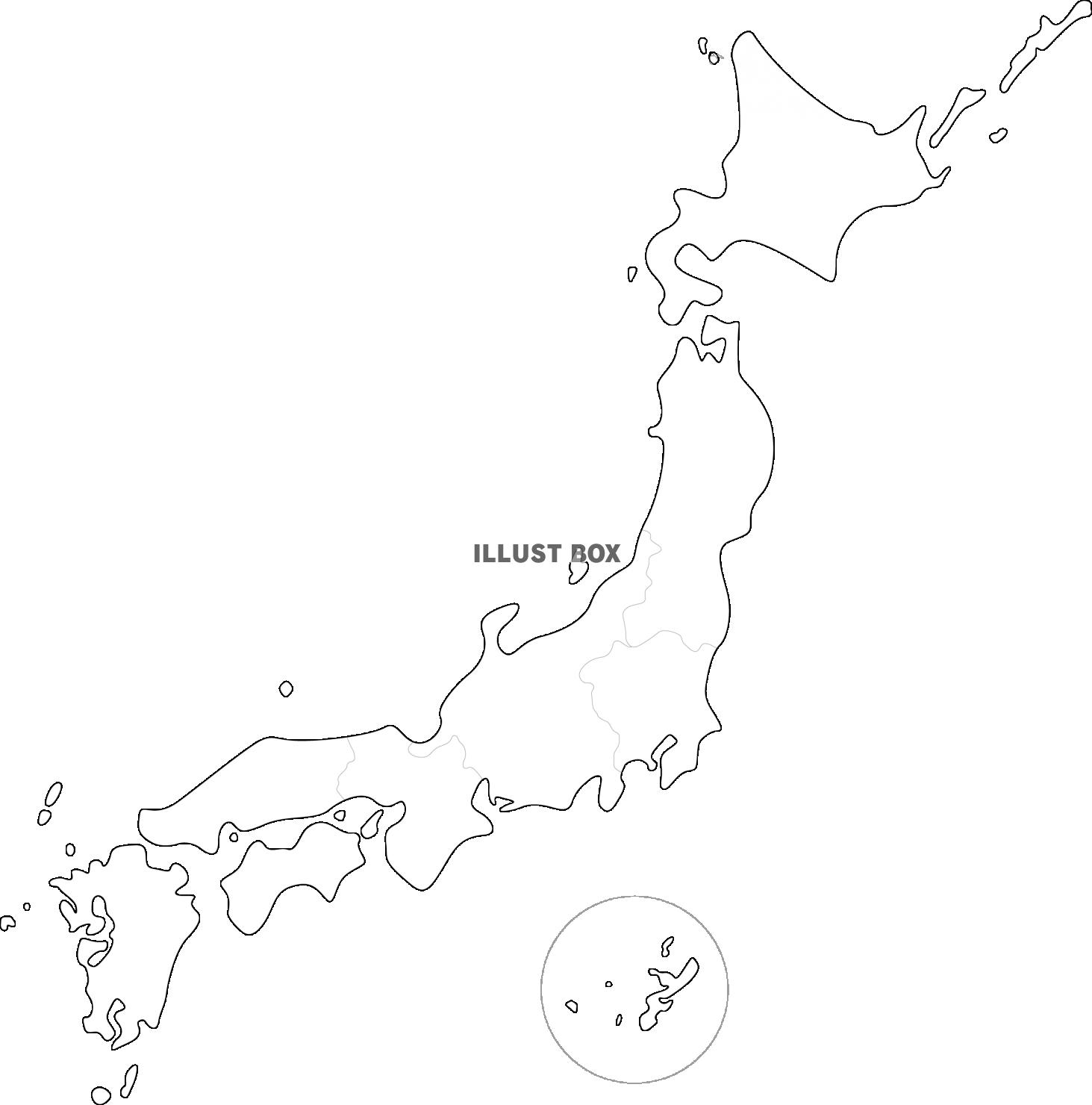 白地図　日本　地方区分　ぬりえ