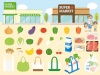 スーパーマーケットセット(レジ袋、ポリ袋、買い物袋、トートバッグ、ショッピングバ
