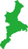 三重県の地図 （緑色）