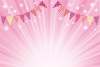 春のイベント旗・キラキラ放射状ピンク背景