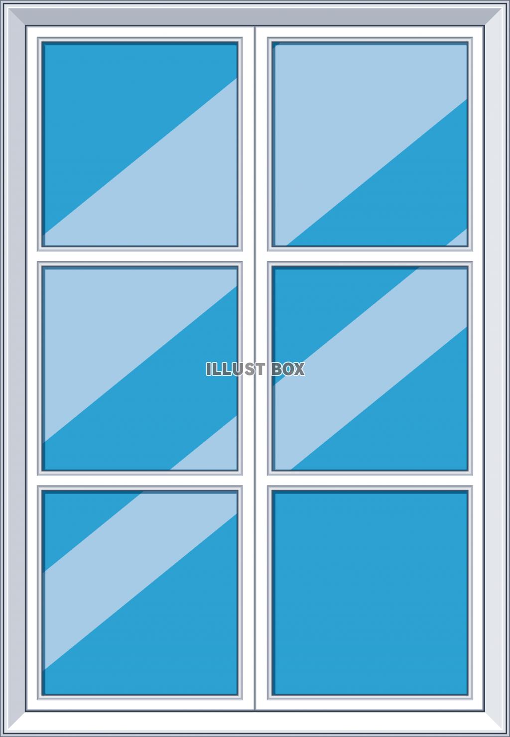 洋風な木枠のガラス窓のフレーム　ホワイト