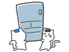 冷蔵庫を運ぶ白猫