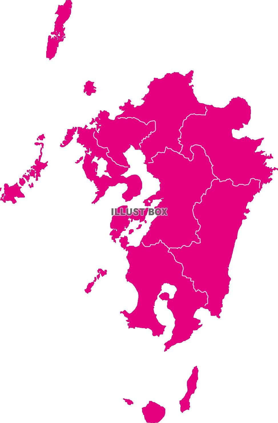 九州の地図（県峡線あり）